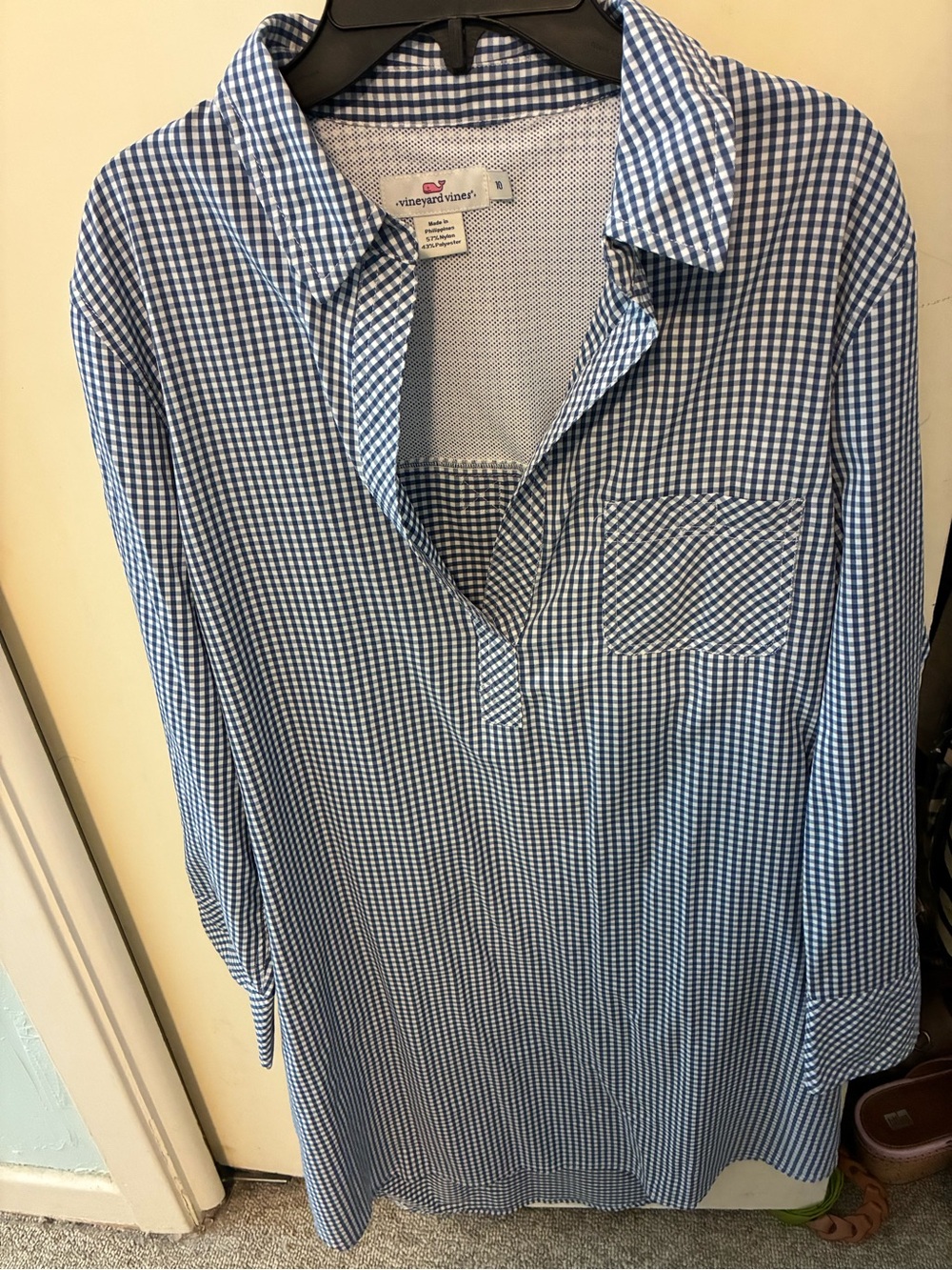 Vineyard Vines women’s Blue Gingham cover up gingham navy and white check